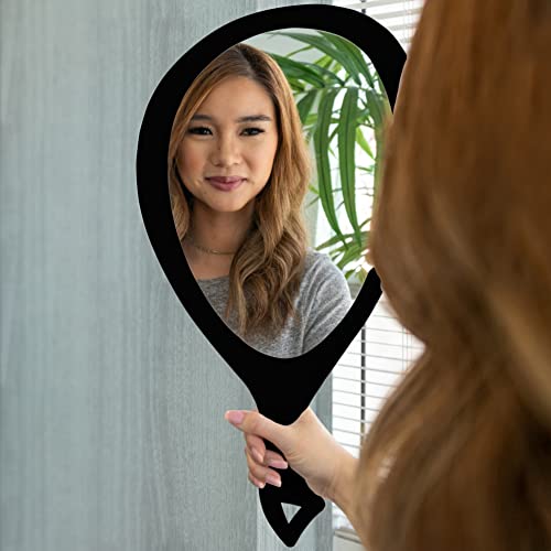 Zadro Teardrop Large Hand Mirror Hand Held Mirror For Hair Cutting Self Ergonomic Hand Mirrors With Handle Glass Mirrors #TOP7