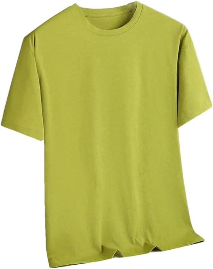 Men's Silk Short Sleeve T-Shirt Casual Sport Top Breathable O-Neck Tees