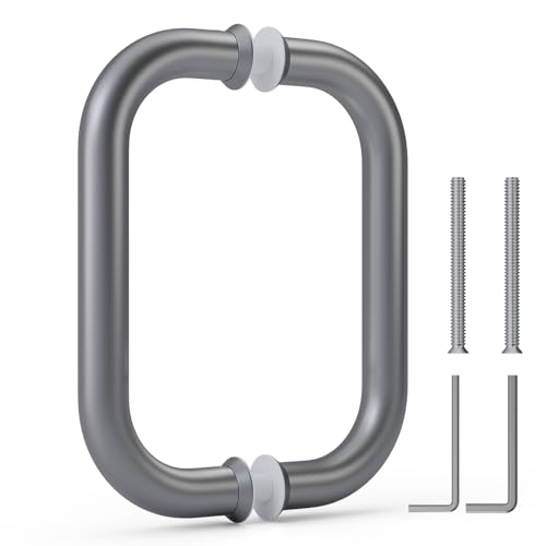 Ranbo C-Shaped 6" Frameless Glass Shower Push Pull Door Handle, 6"(152mm) Mounting Hole Distance (CTC),Back-to-Back, Fits 1/4"-1/2"(6-12 mm) Glass Doors,for Shower,barn Door,Electroplating Grey by Ranbo - Used condition - CA$15.88