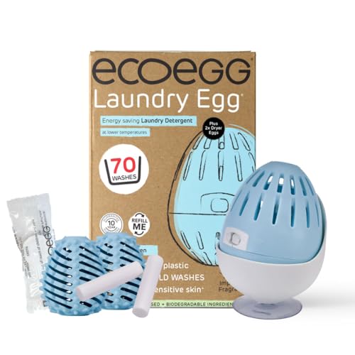 Ecoegg Complete Laundry Care Set - Fresh Linen. Laundry Egg with detergent pellets for 70 washes. 2 x Dryer Balls. 1 x Detox Tablet. 1 x Laundry Egg Holder