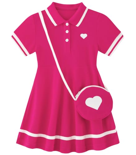 Move Dance Little Girls Sporty Dress 4T 5T Hot Pink Sundress with Bag - image 1