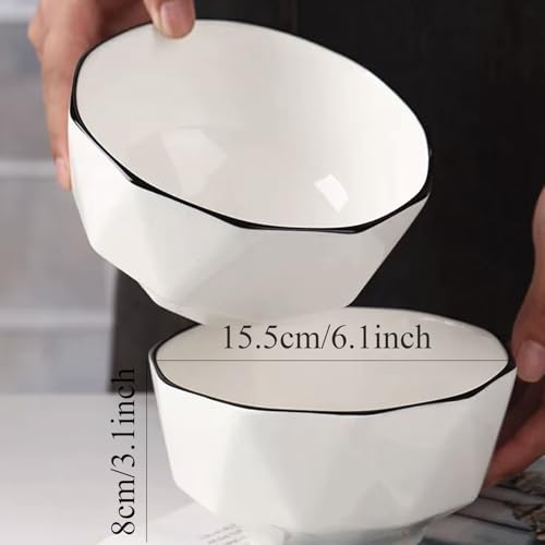 TuYines Cereal Bowls Set of 4,Ceramic Dessert Bowls, Breakfast Bowl,Ceramic White Bowl, 700 ml Serving Bowls Ideal for Ice Cream,Soup,Pasta,Salad,Noodles (C) - Image 7