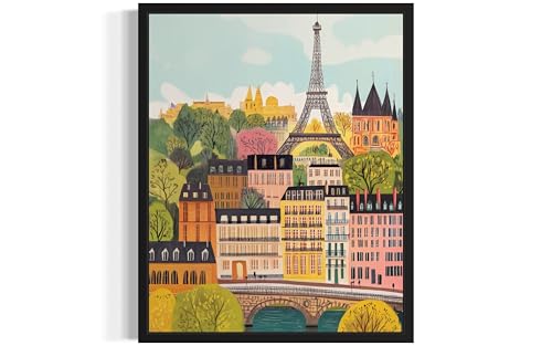 Tableau Paris peinture paysage rétro voyage affiche murale 40x50