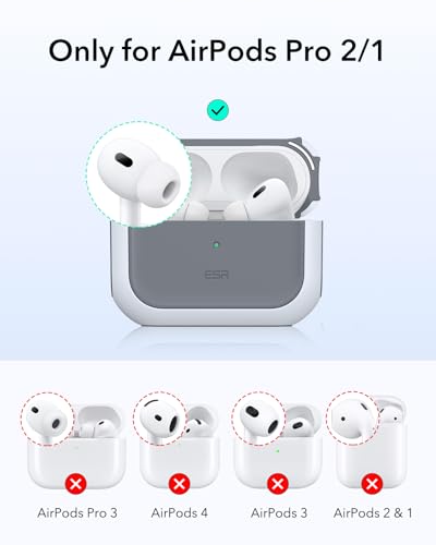 ESR for AirPods Pro 2 Case, MagSafe Charging, for Airpods Pro 2nd Generation/1st Gen (2023/2022/2019), Hybrid Drop Protection, HaloLock Orbit Hybrid Case for Apple Airpod Pro 2 with Lanyard, White - 2