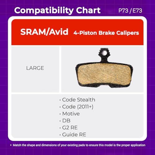 Cycle1st Bike Disc Brake Pads Compatible with SRAM 4-Piston Caliper: Code Stealth Code Motive DB G2 RE Guide RE - for Mountain Bikes/eMTB E73 (Ceramic:1 Pair) by Cycle1st - Image 3