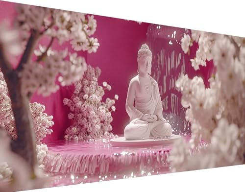 Peinture Diamant Fleurs et Bouddha pour Décoration Salon Zen
