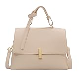 [EHHE] レディース ショルダーバッグ PU素材 フラップトップ 横長スクエアデザイン ミディアムサイズ 自立型 手提げ兼用 日常 おしゃれ バッグ [並行輸入品]