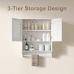 ChooChoo Medicine Cabinet, Bathroom Wall Cabinet, 2 Doors Over The Toilet Space Saver Storage Cabinet with Large Space, White - Image 5