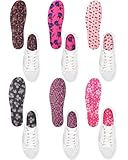 Velmitten 6 Pairs No Show Socks Sockless Shoe Liner Washable Barefoot Shoe Insoles No Slipping Inserts for Women Man(Vintage Style)