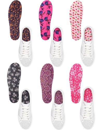 Velmitten 6 Pairs No Show Socks Sockless Shoe Liner Washable Barefoot Shoe Insoles No Slipping Inserts for Women Man(Vintage Style)