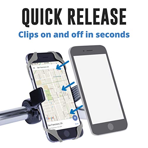 Vibrelli Universal Bike Phone Mount | Handlebar Phone Holder for Motorcycles, Bicycles, Scooter, ATV | Fits: iPhone 11, XR, X, XS, 8, 8 Plus, 7, 7 Plus, 6, 6 Plus | Galaxy S10, S9, S8 - Thumbnail 7