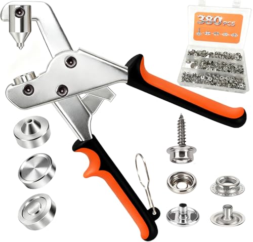 Heavy Duty Snap Fasteners Kit & Snap Fastener Tool with 100 Sets 15mm Boat Cover Snaps - Professional Canvas Snap Button Kit for Boat RV Tarp & Canvas Repair