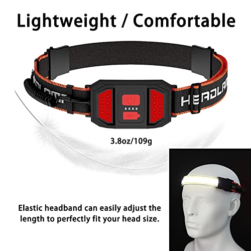 Getovin Headlamp Rechargeable, 2-Pack Head Lamp Flashlight Broad Beam Usb Led Headlight With Red Safety Taillight Ultra Bright Hard Hat Light Head Light Band Waterproof,Outdoor Camping,Running,Hiking #TOP5