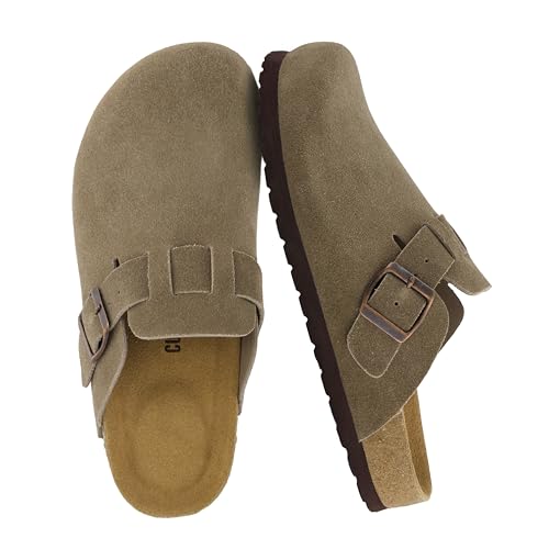Image of CUSHIONAIRE Hana - Genuine Leather Suede Classic Clog Womens Shoes - Slip On Mule Comfortable Shoes for Women