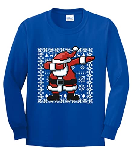 Dabbing Santa Claus Ugly Christmas Sweater Themed Youth Long Sleeve T-Shirt