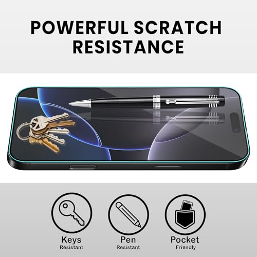 Image of FIRST MART Tempered Glass Screen Protector for iPhone 16 / iPhone 15 - Full-Glue Screen Guard, 3D Edge to Edge, HD Clear, Bubble-Free, Case-Friendly, Black, Pack of 2