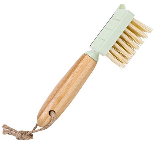 Leikance Brosse de nettoyage pour légumes, avec râpe, manche en bois, brosse à pommes de terre avec éplucheur Cover