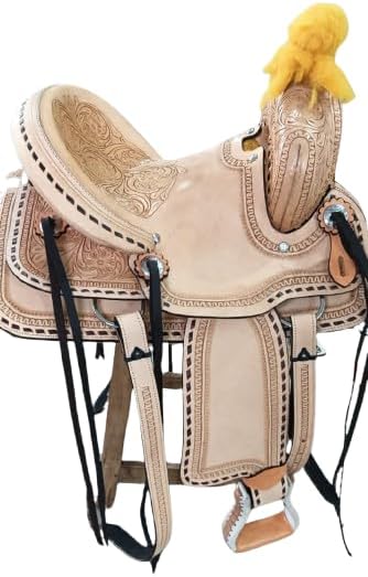 AD Saddlery Wade Tree A Fork Roping Ranch Work Leather Premium Western Horse Saddle for Horses Handmade Equestrian Trail Horse Saddle Tack Size: 10"-18" inches Seat, WADE02