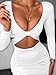 XXTAXN Women's Sexy Bodycon Deep V Neck Long Sleeve Cut Out Club Mini Dress White