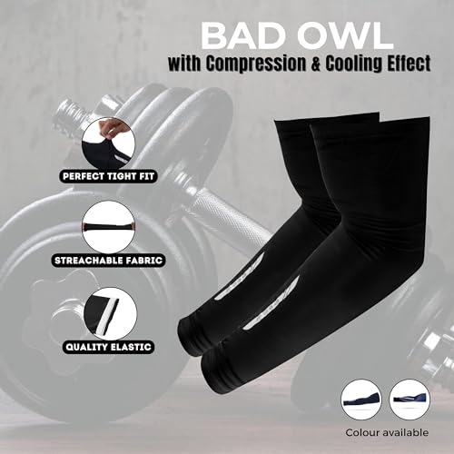 Image of BADOWL Arm Sleeves for Men & Women|UV Protection Hand Sleeves for Boys & Girls|Arm Cover for Biking, Cricket, Cycling, Outdoor Sports