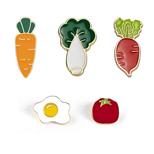 Image of 10pcs Vegetable Pin Badge Set Carrot Egg Tomato Radish Lapel Cute Fun Pins Brooch Backpack Scarf Decoration