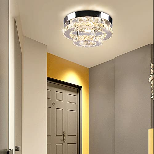 Image of 9.8 inch 2-Tier Rotundity Semi Flush Mount Led Crystal Ceiling Light