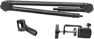 casstaly Soporte de micrófono ajustable con suspensión pesada para tijera, soporte para micrófono, color negro, 1 juego