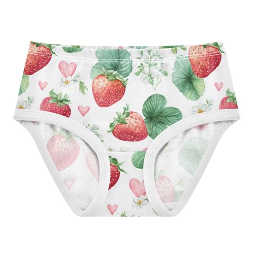 Wusikd Watercolor Strawberries Girls' Underwear Cotton Hearts (2) Girls Briefs Soft Toddler Underwear 2T