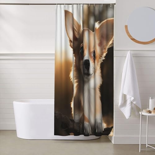 Rideau de douche imperméable chihuahua pour éviter l'eau sur le sol - 7