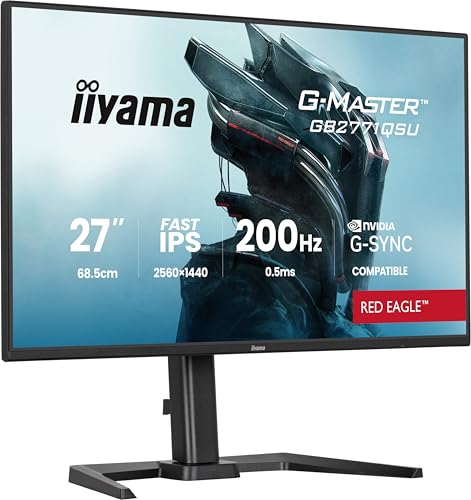 iiyama G-Master Red Eagle GB2771QSU-B1 68,6cm 27' Fast IPS LED Gaming Monitor QHD 200Hz HDMI DP USB3.2 USB-C 0.5ms G-SYNC Höhenverstellung Pivot schwarz