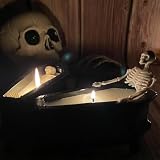 QHUDLV Halloween Skeleton Candles - Novelty Gothic Skeleton in Bathtub, Halloween Gothic Vintage Fall Home Decor for Farmhouse Room Apartment Table Desk (Black)