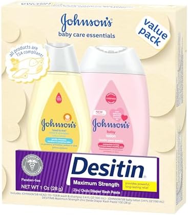 Johnson's Baby Care Essentials Gift Set, Body Lotion, & Zinc Oxide Diaper Rash Paste for Baby's Delicate Skin, Value Pack, Travel-Size, Bath Essentials Must Haves, Baby Gifts, 3 Items — view 5