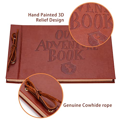Tpudn LEATHER ADVENTURE BOOK Our Adventure Book Scrapbook Photo Album,3D Embossed Words Leather Memory Book thumb #2