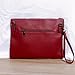 NIGEDU Fashion Women Clutches Rivet PU Leather Crossbody Bag Envelope Clutch Purse with Hand Strap (Red)