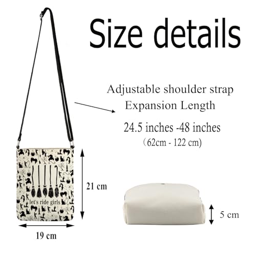 Witch Crossbody Sling Bag Flying Broom Gifts Halloween Magic Broom Movie Cross Body Bucket Purse with Adjustable Strap2