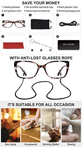 Occi Chiari Womens Reading Glasses 2.50 Reader Glasses 250(1.0 1.25 1.5 1.75 2.0 2.25 2.5 2.75 3.0 3.5 4.0 5.0 6.0) #TOP5