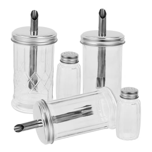 BRIGHTFUFU 1 Set Condiment Bottle Oil Bottle Coffee Canister Pepper Dispenser Salt and Pepper Shakers Condiment Jar Condiment Pourer Bottle Seasoning Containers Stainless Steel Transparent
