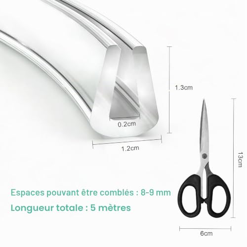 Bande de protection des bords transparente en forme de U - 5 m - En silicone - En forme de U - En plastique - Pour tôles, bandes décoratives - Protection des coins en forme de U transparente (8-9 mm) – vue 2