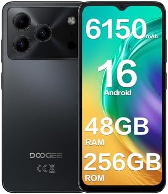 Мобільні телефони DOOGEE Note 56 Plus, смартфон Android 16, 48 ГБ + 256 ГБ/2 ТБ, акумулятор 6150 мАг, 6,56-дюймовий HD+ 90 Гц дисплей, 50-мегапіксельна камера, 4G Dual SIM Free телефони, Gemini AI/відбиток пальця/розблокування обличчям/BT5.0/NFC