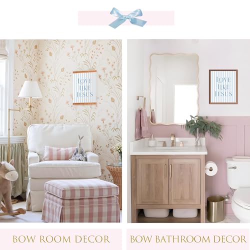 lartsfro coquette blue bow jesus wall art decor posters light blue bow christian room bathroom bedroom dorm wall art decor aesthetic for college teen girls gifts inspirational bible verses bow wall decor 10x8 inch set of 4 bow picturesunframed