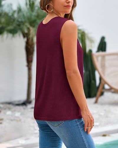BTFBM Women's Sleeveless Sweater Vest 2025 Summer Crew Neck Ribbed Knit Lightweight Pullover Casual Loose Fit Tank Tops