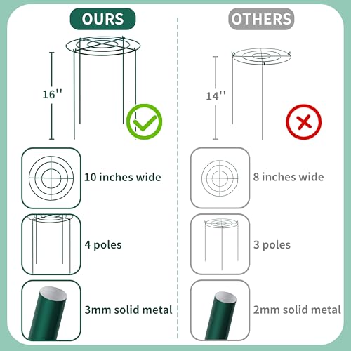 image for TCBWFY Peony Support Cage,Heavy Duty Metal Plant Support Rings with 3.