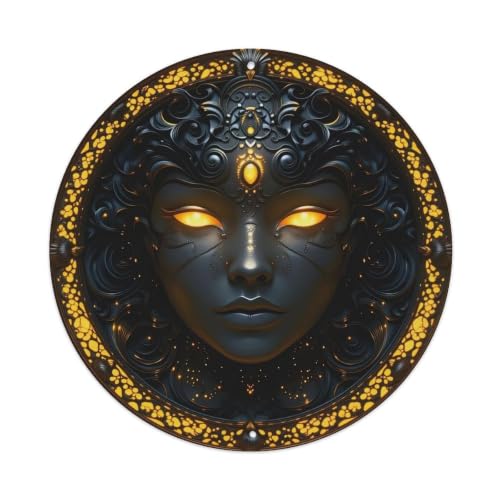 Golden Eyes Plaque ronde en métal Motif cheveux noirs
