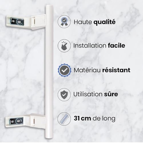 Anakel Home Poignée Porte Refrigérateur de Rechange 7432602 Compatible avec Réfrigérateur Liebherr, Poignée Réfrigérateur | Comprend 2 Capuchons de Garniture, Blanc, 31 cm – vue 5