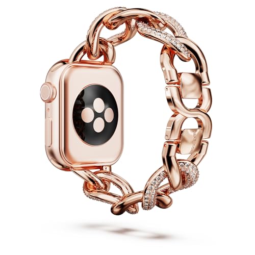 Image of Swarovski Sparkling princess strap, For Apple Watch 40mm & 41mm, Rose gold tone, Rose gold-tone finish