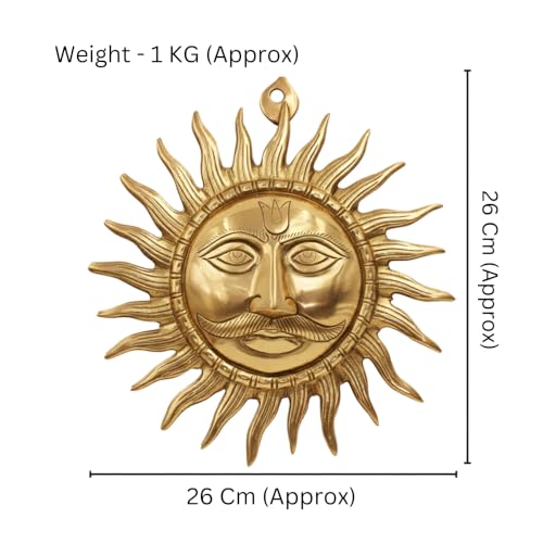 Image of Brass Sun | Brass Surya | Weight - 1KG Approx | 10 Inch Approx | Brass Sun Face Wall Hanging | Home Decor | Sun for Vastu| Sun Idol Face for Positivity