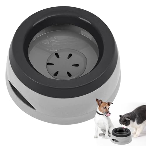 Qianyou 750ML Gamelle Anti Glouton, Accessoire Chien Chat de Base en Plastique en Voyage, Anti Débordement, Eclaboussure Goutte Amovible Portable Distributeur Eau pour Pet Lapin Chiens, Gris