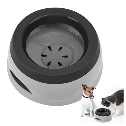 Wassernapf für Hunde Unterwegs 750ml, Qianyou Auslaufsicher Spritzschutz Fressnapf Hundenäpfe Katzenapf Haustier Rutschfest Auto Reise Trinknapf Plastik Abnehmbar Tragbar Wasserschüssel Grau