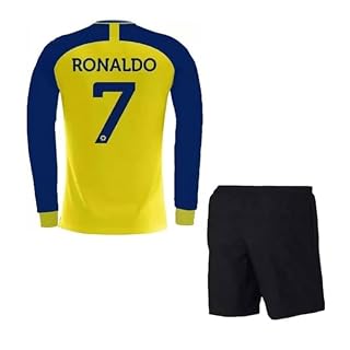 Ronaldo 7 Football Jersey with Black Shorts for (Kid's, Boy's& Men)(Large 40,Multicolor-05)