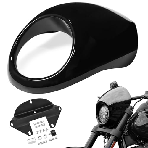 Amazicha Front Headlight Fairing Cowl Mask Headlamp Visor Bracket Fit for Harley Sportster XL 1973-later (Glossy Black)